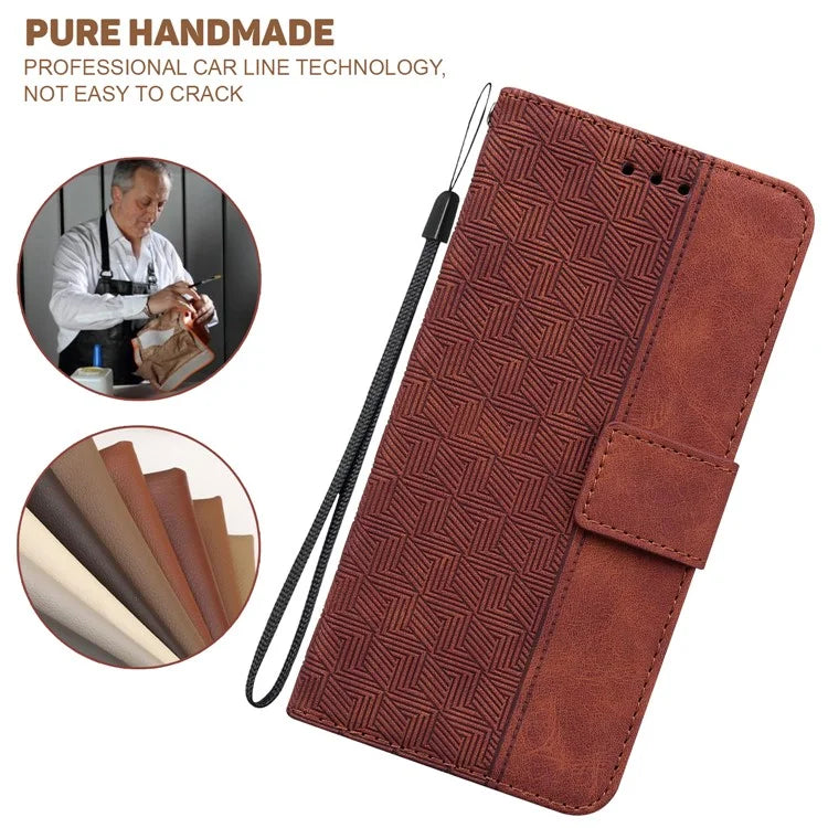 For Xiaomi Redmi Note 13 Pro 5G / Poco X6 5G Leather Flip Phone Case Wallet Cover Geometry Pattern