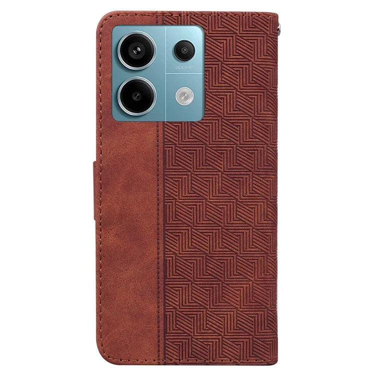For Xiaomi Redmi Note 13 Pro 5G / Poco X6 5G Leather Flip Phone Case Wallet Cover Geometry Pattern