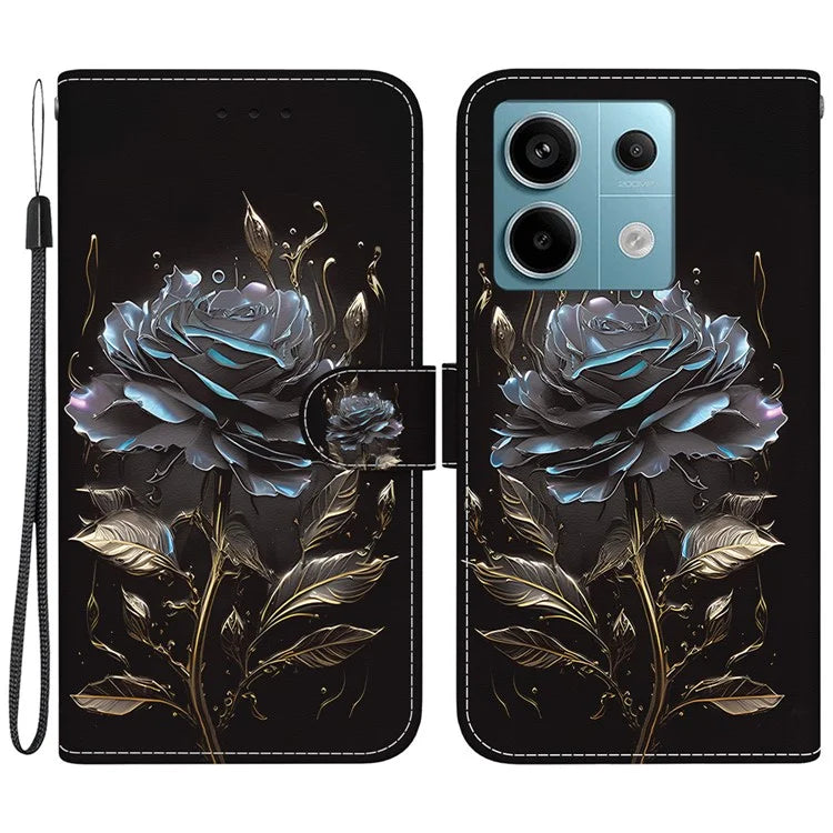 For Xiaomi Redmi Note 13 Pro 5G / Poco X6 5G Wallet Case Phone Leather Cover Pattern Printing