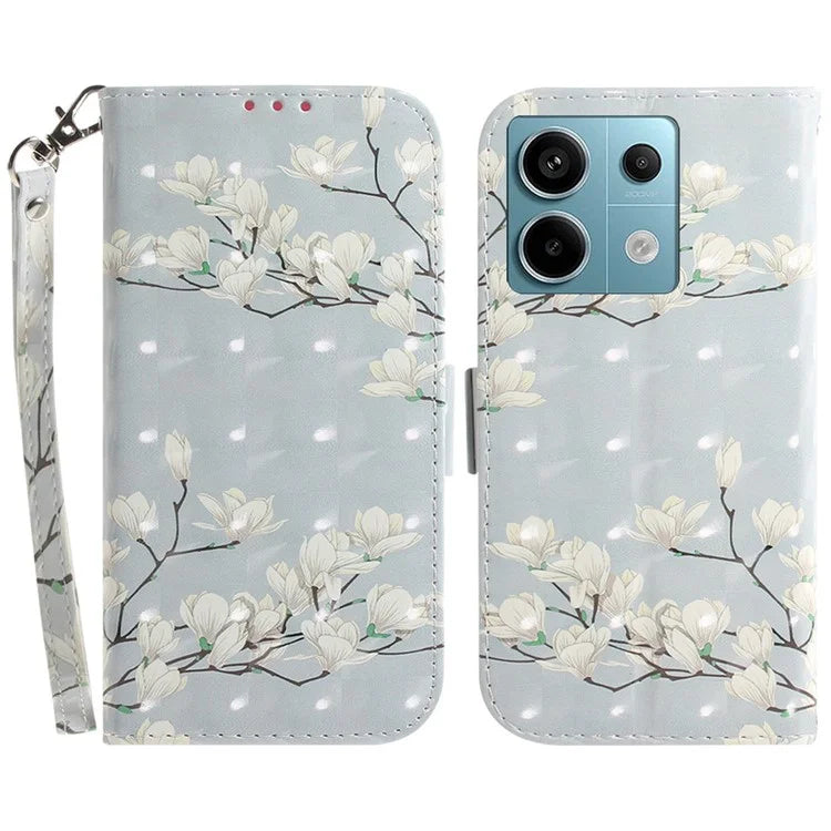 For Xiaomi Redmi Note 13 Pro 5G / Poco X6 5G Wallet Case 3D Pattern Print Leather Cover with Strap