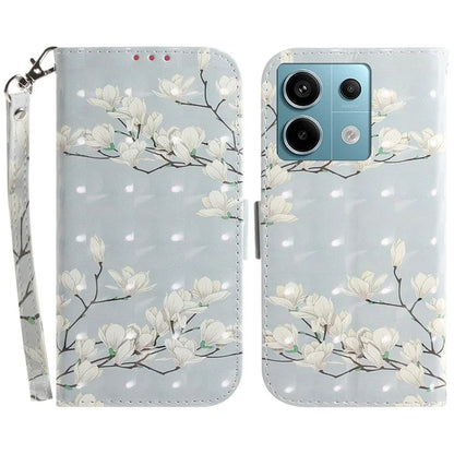For Xiaomi Redmi Note 13 Pro 5G / Poco X6 5G Wallet Case 3D Pattern Print Leather Cover with Strap