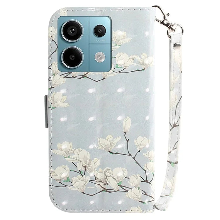 For Xiaomi Redmi Note 13 Pro 5G / Poco X6 5G Wallet Case 3D Pattern Print Leather Cover with Strap