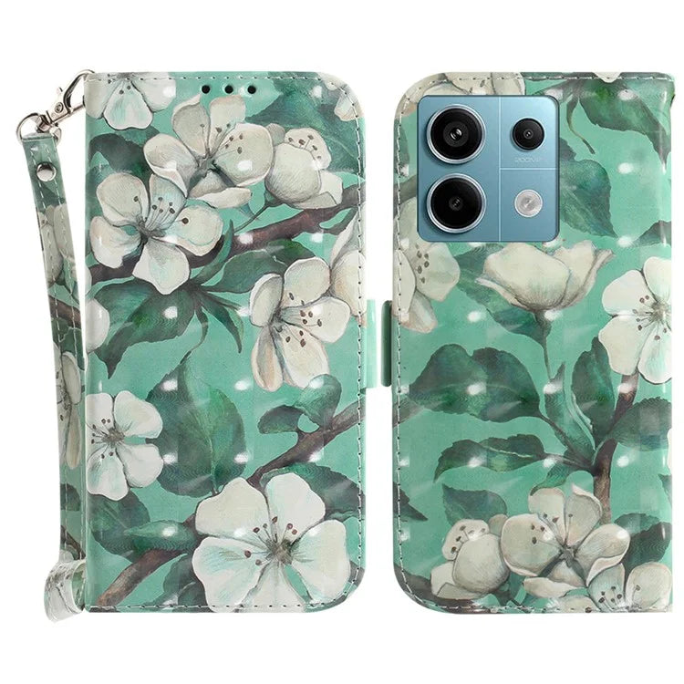 For Xiaomi Redmi Note 13 Pro 5G / Poco X6 5G Wallet Case 3D Pattern Print Leather Cover with Strap
