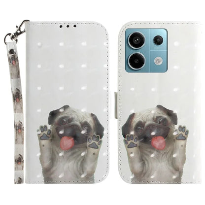 For Xiaomi Redmi Note 13 Pro 5G / Poco X6 5G Wallet Case 3D Pattern Print Leather Cover with Strap