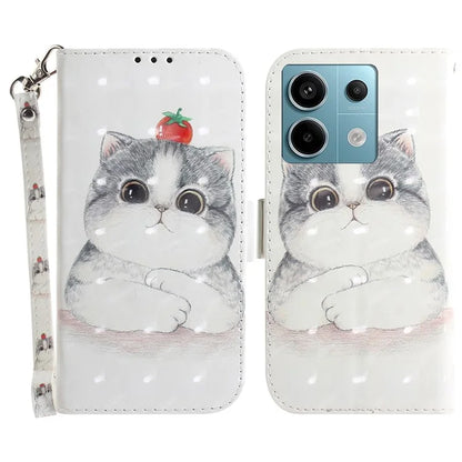 For Xiaomi Redmi Note 13 Pro 5G / Poco X6 5G Wallet Case 3D Pattern Print Leather Cover with Strap