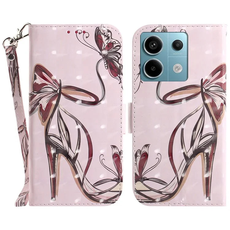 For Xiaomi Redmi Note 13 Pro 5G / Poco X6 5G Wallet Case 3D Pattern Print Leather Cover with Strap