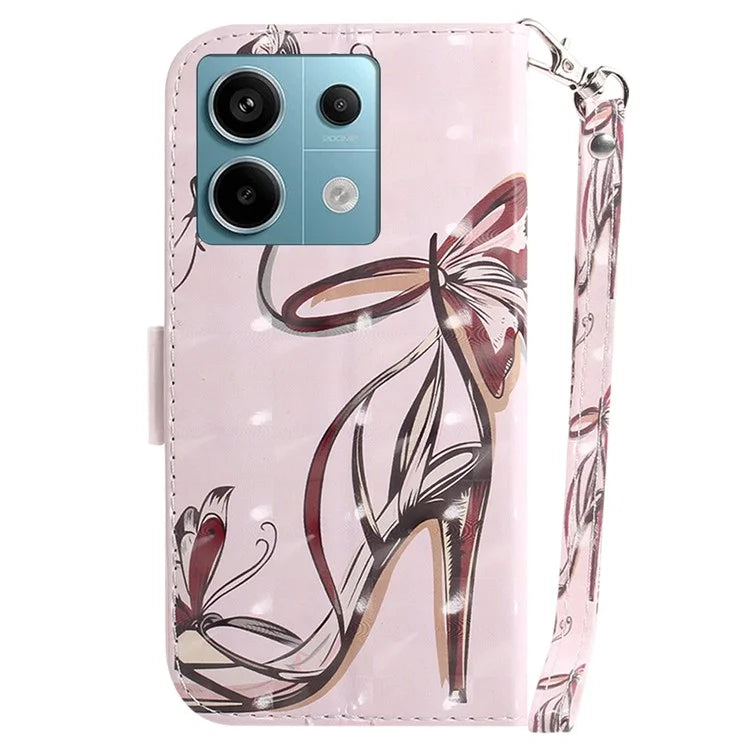 For Xiaomi Redmi Note 13 Pro 5G / Poco X6 5G Wallet Case 3D Pattern Print Leather Cover with Strap
