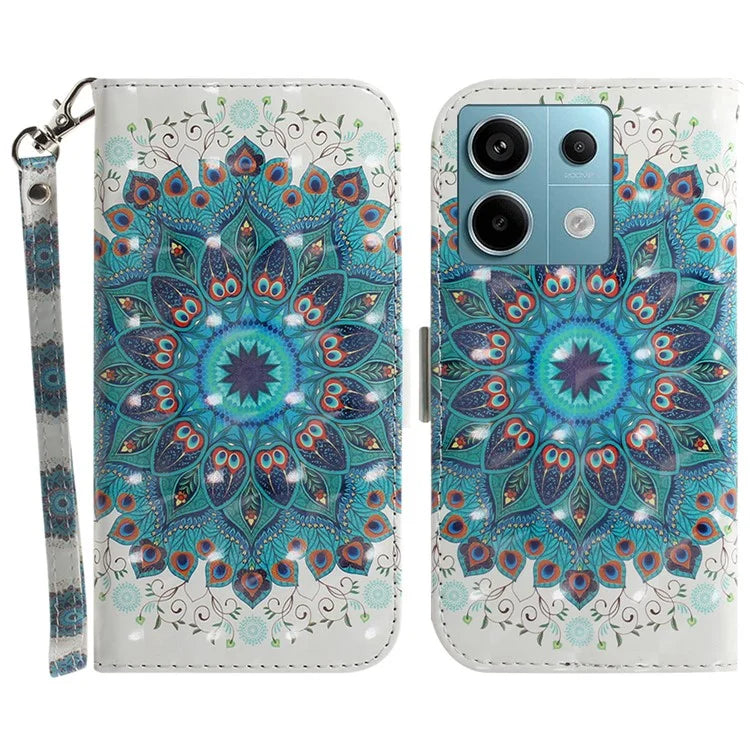For Xiaomi Redmi Note 13 Pro 5G / Poco X6 5G Wallet Case 3D Pattern Print Leather Cover with Strap