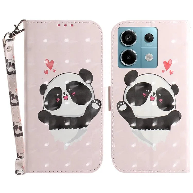 For Xiaomi Redmi Note 13 Pro 5G / Poco X6 5G Wallet Case 3D Pattern Print Leather Cover with Strap