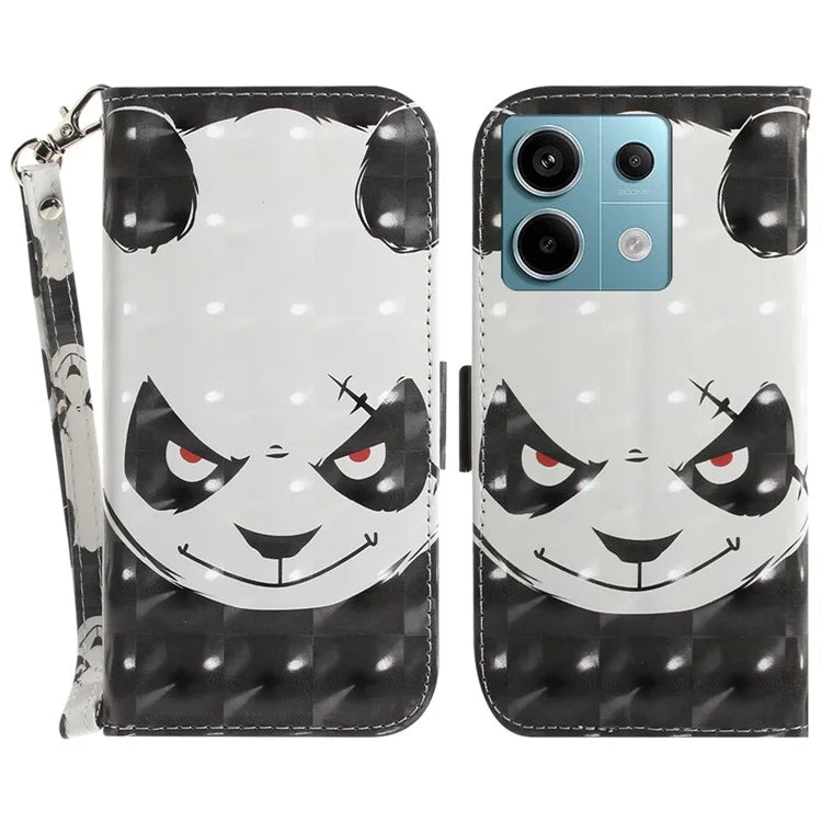 For Xiaomi Redmi Note 13 Pro 5G / Poco X6 5G Wallet Case 3D Pattern Print Leather Cover with Strap