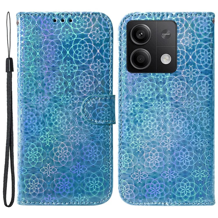 For Xiaomi Redmi Note 13 5G / Redmi Note 13 5G (China) Magnetic Phone Case Dazzling Flower Card Slots Cover
