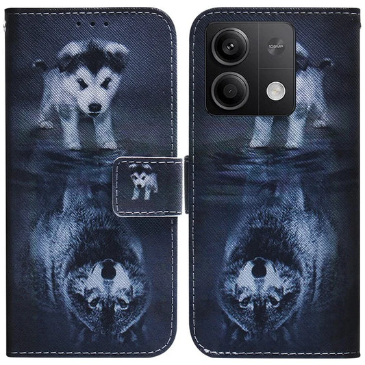 For Xiaomi Redmi Note 13 5G / Note 13 5G (China) Phone Case Wallet Cover with Pattern Print and Wolf
