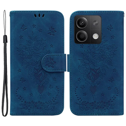 For Xiaomi Redmi Note 13 5G / 13 5G (China) Case Rose Butterfly Imprinted Card Holder Phone Cover