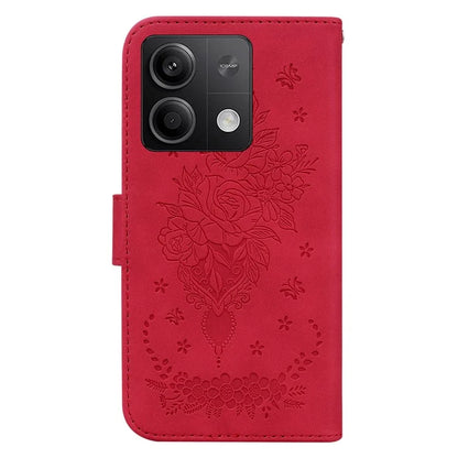 For Xiaomi Redmi Note 13 5G / 13 5G (China) Case Rose Butterfly Imprinted Card Holder Phone Cover