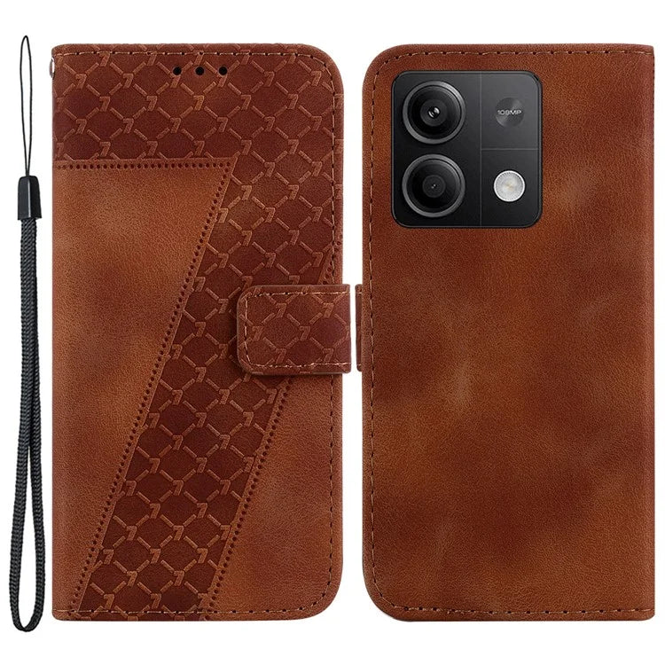 For Xiaomi Redmi Note 13 5G / Note 13 5G (China) Case Stand Wallet Leather Cover 7-Shape Pattern