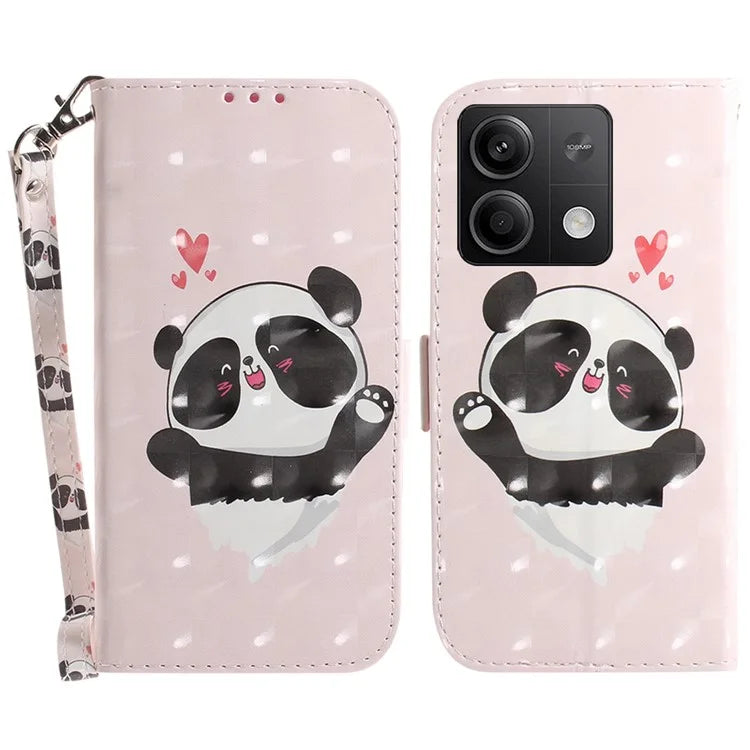 For Xiaomi Redmi Note 13 5G / Note 13 5G (China) Case 3D Pattern Print Leather Cover with Strap