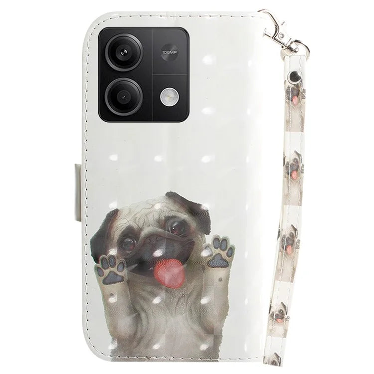 For Xiaomi Redmi Note 13 5G / Note 13 5G (China) Case 3D Pattern Print Leather Cover with Strap
