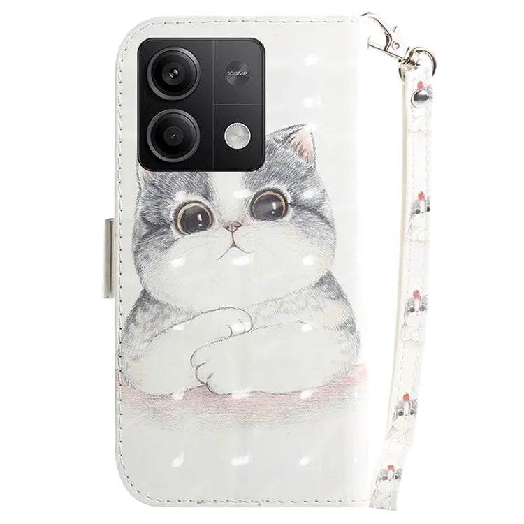 For Xiaomi Redmi Note 13 5G / Note 13 5G (China) Case 3D Pattern Print Leather Cover with Strap