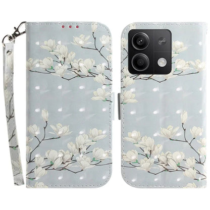 For Xiaomi Redmi Note 13 5G / Note 13 5G (China) Case 3D Pattern Print Leather Cover with Strap