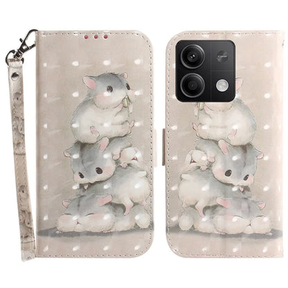 For Xiaomi Redmi Note 13 5G / Note 13 5G (China) Case 3D Pattern Print Leather Cover with Strap