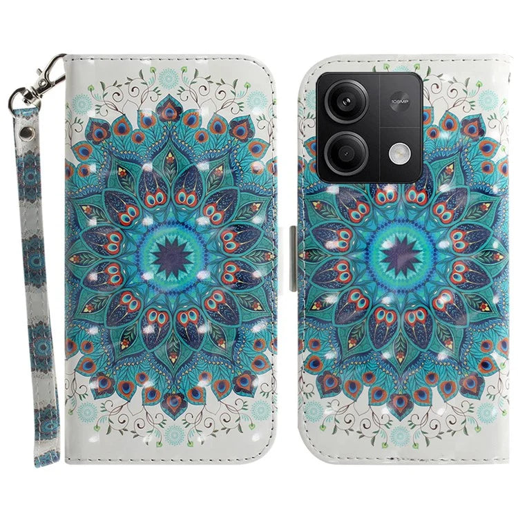 For Xiaomi Redmi Note 13 5G / Note 13 5G (China) Case 3D Pattern Print Leather Cover with Strap