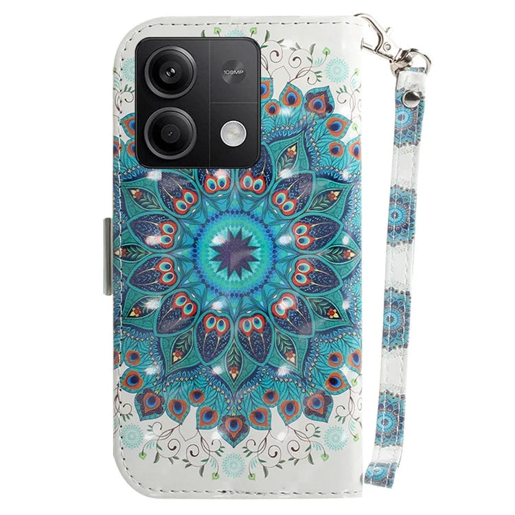 For Xiaomi Redmi Note 13 5G / Note 13 5G (China) Case 3D Pattern Print Leather Cover with Strap
