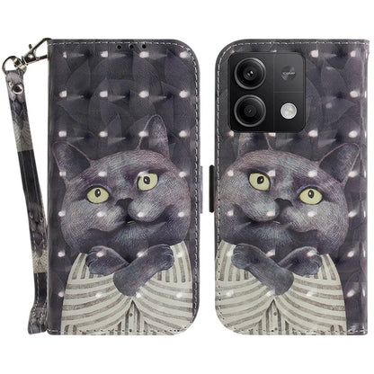 For Xiaomi Redmi Note 13 5G / Note 13 5G (China) Case 3D Pattern Print Leather Cover with Strap