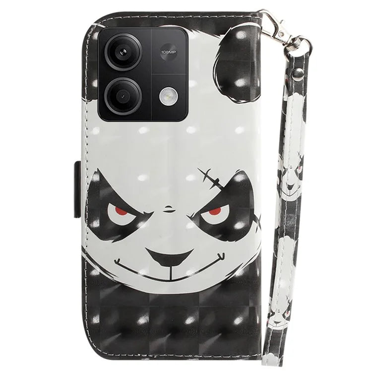 For Xiaomi Redmi Note 13 5G / Note 13 5G (China) Case 3D Pattern Print Leather Cover with Strap