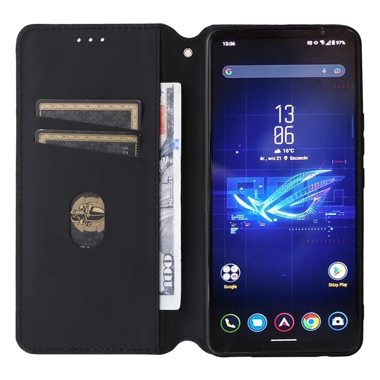 For Asus ROG Phone 8 Pro 5G / 8 5G Wallet Case Leather Magnetic Auto Closing Imprint Cover
