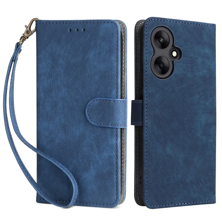 For Xiaomi Redmi 13C 5G / Redmi 13R 5G / Poco M6 5G Case RFID Blocking Leather Phone Shell with Wrist Strap