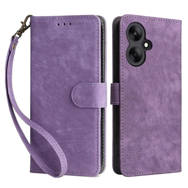 For Xiaomi Redmi 13C 5G / Redmi 13R 5G / Poco M6 5G Case RFID Blocking Leather Phone Shell with Wrist Strap