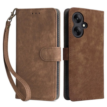 For Xiaomi Redmi 13C 5G / Redmi 13R 5G / Poco M6 5G Case RFID Blocking Leather Phone Shell with Wrist Strap