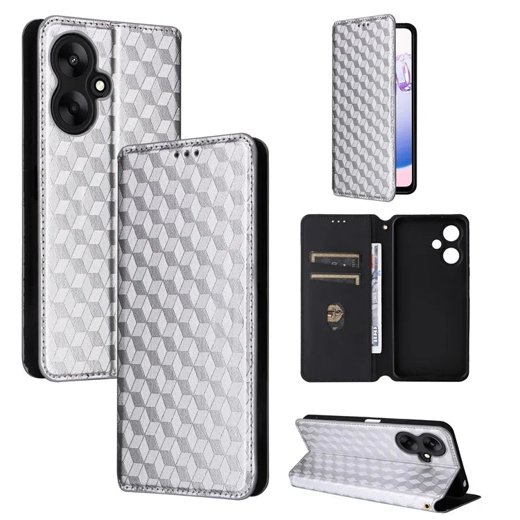 For Xiaomi Redmi 13C 5G / Redmi 13R 5G / Poco M6 5G Magnetic Phone Case Imprinted Rhombus Cover