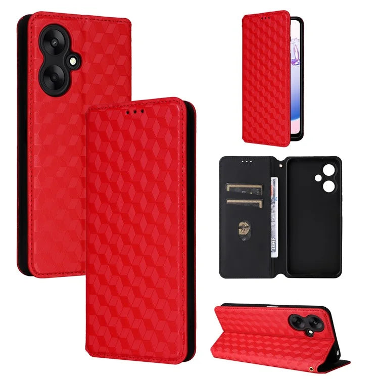 For Xiaomi Redmi 13C 5G / Redmi 13R 5G / Poco M6 5G Magnetic Phone Case Imprinted Rhombus Cover