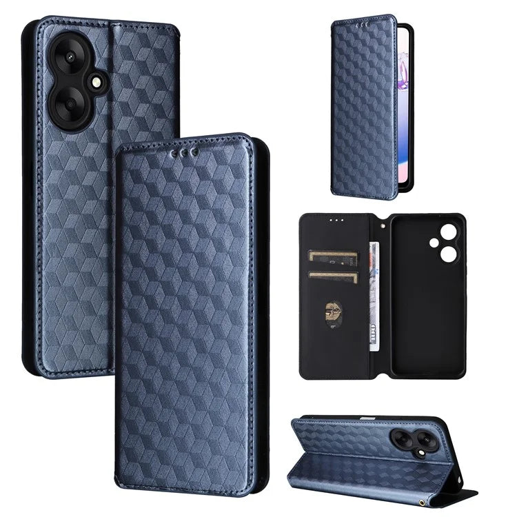 For Xiaomi Redmi 13C 5G / Redmi 13R 5G / Poco M6 5G Magnetic Phone Case Imprinted Rhombus Cover