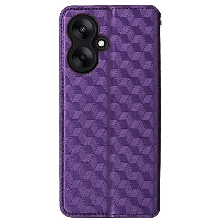 For Xiaomi Redmi 13C 5G / Redmi 13R 5G / Poco M6 5G Magnetic Phone Case Imprinted Rhombus Cover