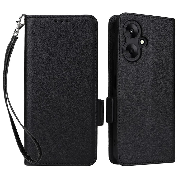 For Xiaomi Redmi 13C 5G / Redmi 13R 5G / Poco M6 5G Case with Wrist Strap Leather Cell Phone Cover