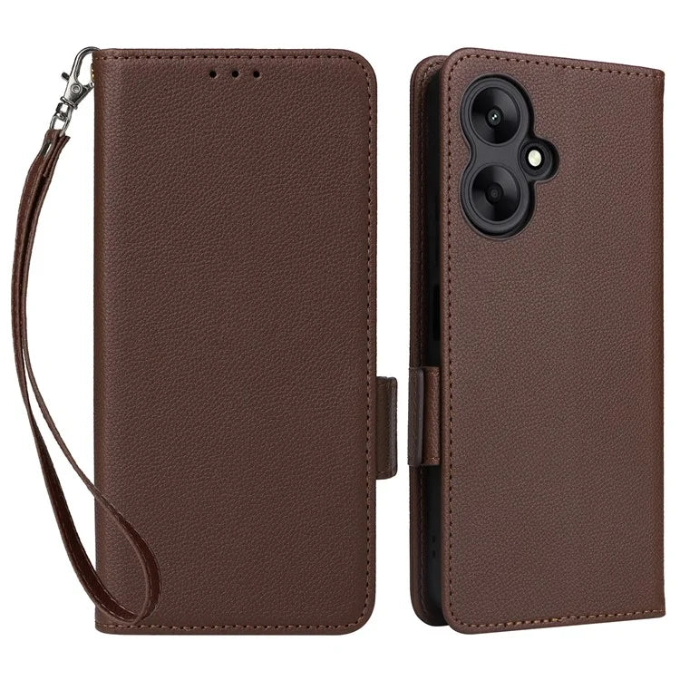 For Xiaomi Redmi 13C 5G / Redmi 13R 5G / Poco M6 5G Case with Wrist Strap Leather Cell Phone Cover