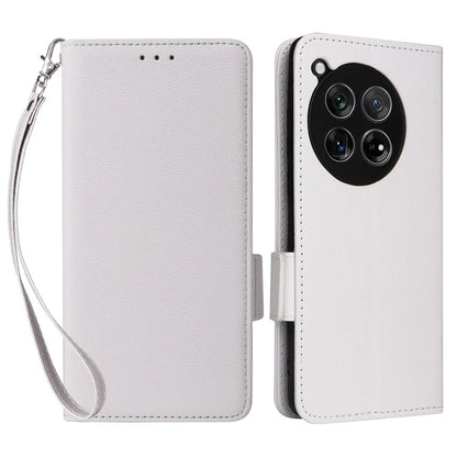 For OnePlus Ace 3 5G / 12R 5G Phone Case Leather Litchi Texture Cover with Wrist Strap