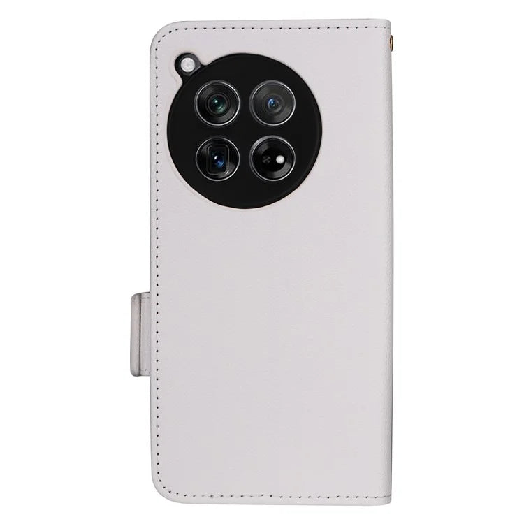 For OnePlus Ace 3 5G / 12R 5G Phone Case Leather Litchi Texture Cover with Wrist Strap