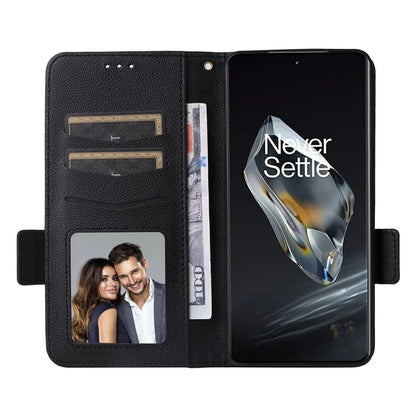 For OnePlus Ace 3 5G / 12R 5G Phone Case Leather Litchi Texture Cover with Wrist Strap