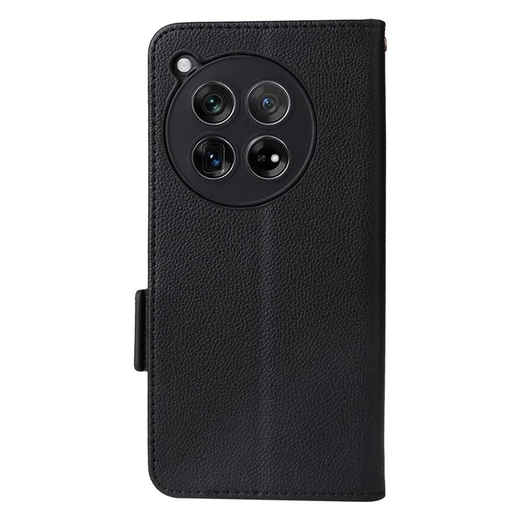 For OnePlus Ace 3 5G / 12R 5G Phone Case Leather Litchi Texture Cover with Wrist Strap