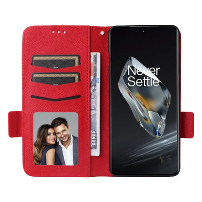 For OnePlus Ace 3 5G / 12R 5G Phone Case Leather Litchi Texture Cover with Wrist Strap