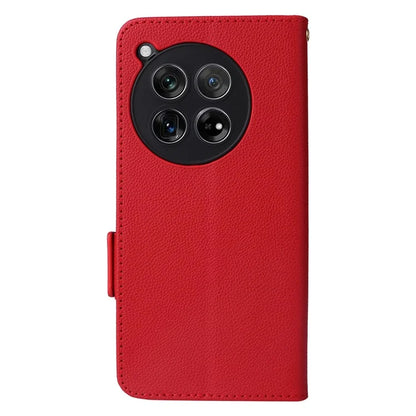For OnePlus Ace 3 5G / 12R 5G Phone Case Leather Litchi Texture Cover with Wrist Strap