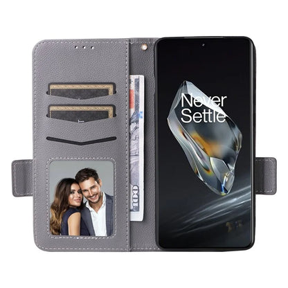 For OnePlus Ace 3 5G / 12R 5G Phone Case Leather Litchi Texture Cover with Wrist Strap
