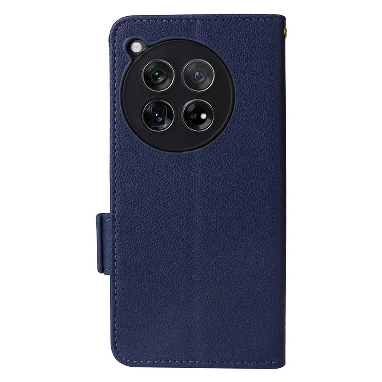 For OnePlus Ace 3 5G / 12R 5G Phone Case Leather Litchi Texture Cover with Wrist Strap
