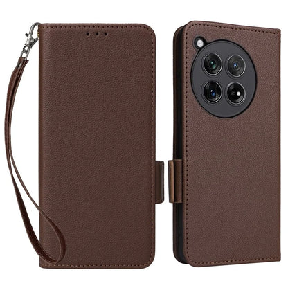 For OnePlus Ace 3 5G / 12R 5G Phone Case Leather Litchi Texture Cover with Wrist Strap