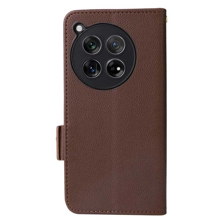 For OnePlus Ace 3 5G / 12R 5G Phone Case Leather Litchi Texture Cover with Wrist Strap