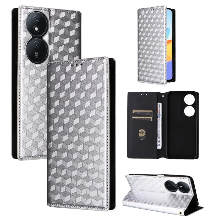 For Honor X7b 4G / Play 50 Plus 5G / Play 8T 5G Case Rhombus Pattern Automatic Closing Protective Cover
