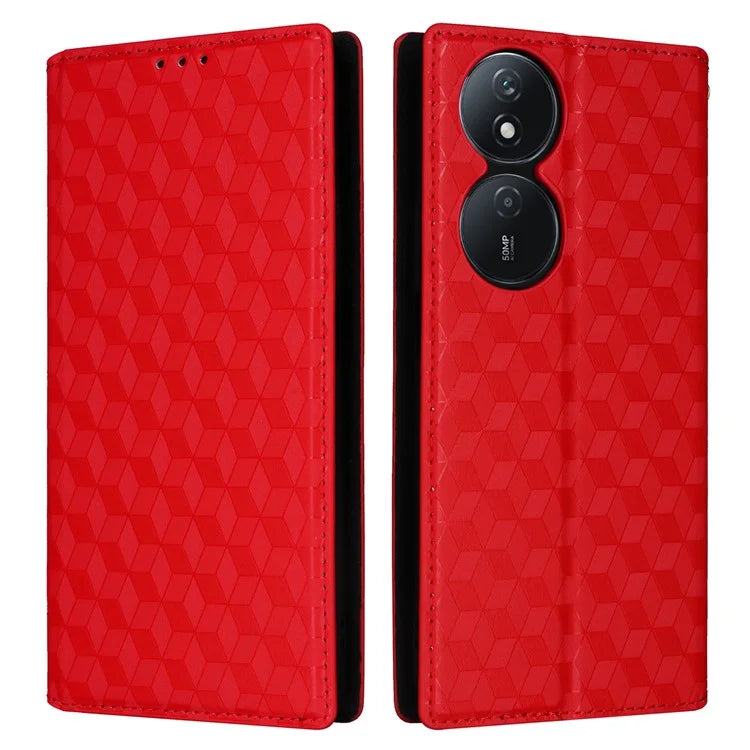 For Honor X7b 4G / Play 50 Plus 5G / Play 8T 5G Case Rhombus Pattern Automatic Closing Protective Cover